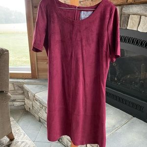 Suede burgundy dress, worn once! Mid thigh length